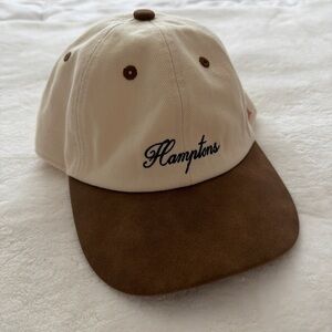 Hamptons Embroidered Two-Tone Baseball Cap - Cream & Brown